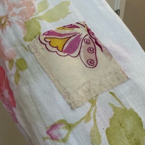 Floral Button Front Blouse Upcycled With Vintage Patches, Embroidery Small - Picture 7 of 13